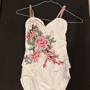 ballet tutu bodice Size SA; white with flower decorations
